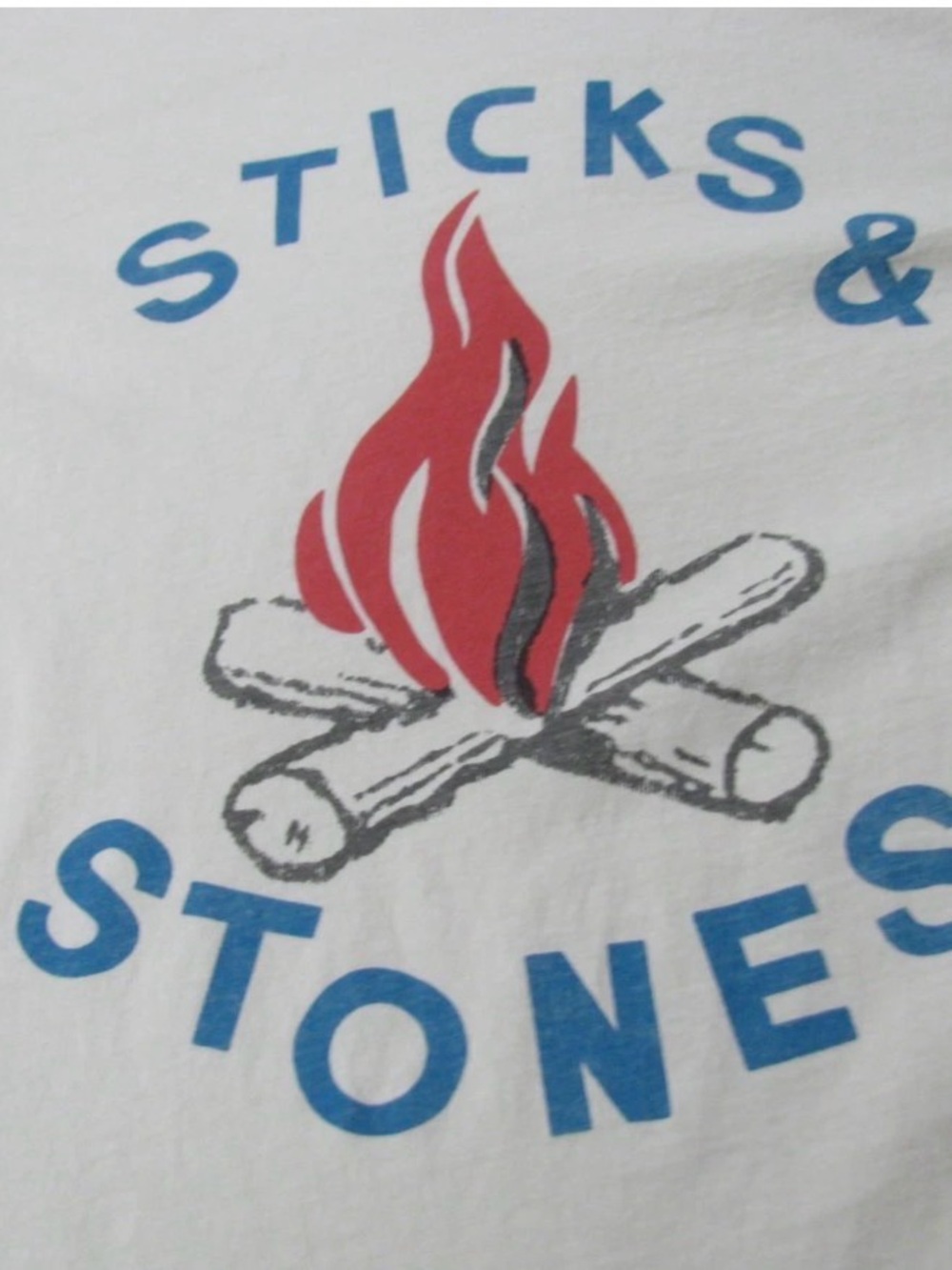 imogene + willie White Tee with Red Flame/Blue Text Graphic RARE.  XXL